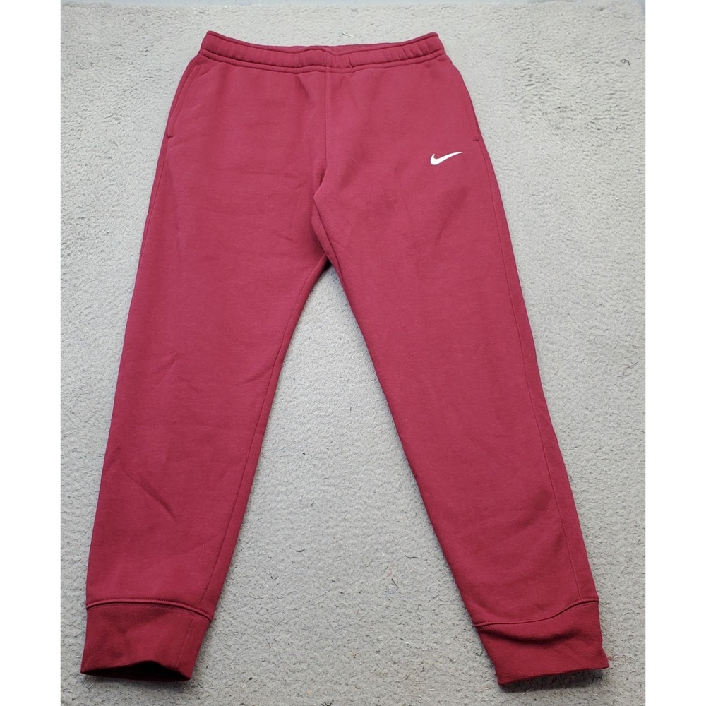 Nike Club Sweatpants mens Medium Red Fleece Lined Athletic Training CJ1616-610